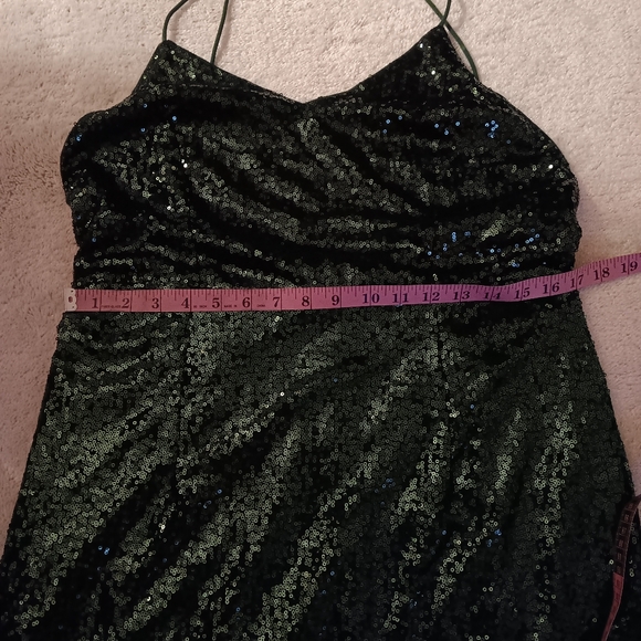Shein~Green Sequin Criss-cross Strap Backless Formal Mini Dress - Picture 6 of 15